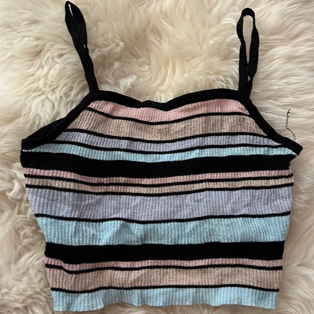 Ripped and striped colorful cropped tank top never worn
